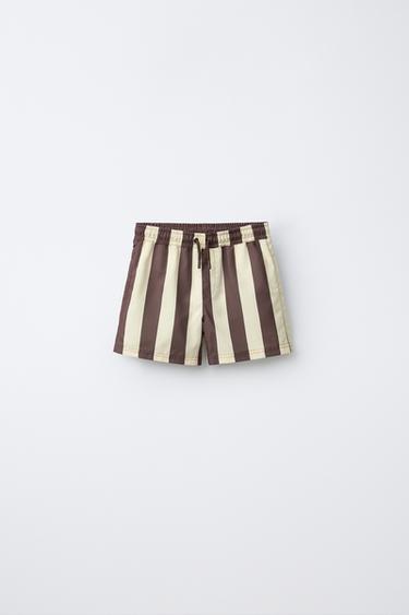 AGES 6-14 / STRIPED SWIM SHORTS - Light brown by Zara - Image 0