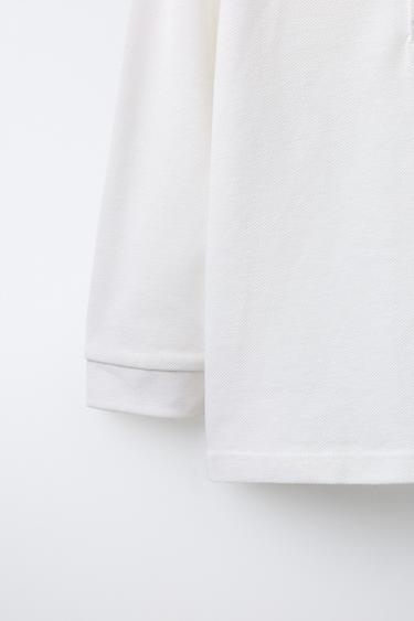 BASIC PIQUÉ POLO SHIRT - White by Zara - Image 3
