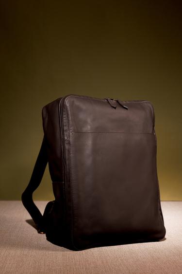 LEATHER BACKPACK - Chocolate Brown by Zara