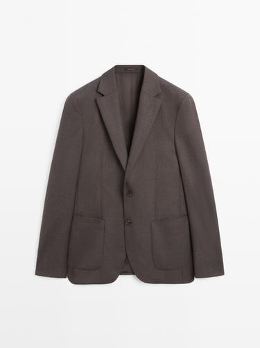 Zara 100% wool suit blazer - Brown - Image 0