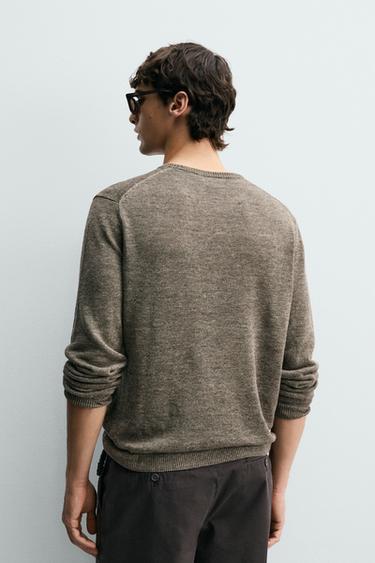 PULL REGULAR FIT 100 % LIN - Marron / Taupe de Zara - Image 2