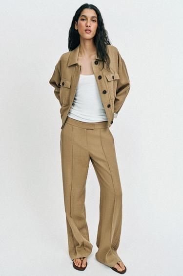 ПАНТАЛОН С ПРАВА КРОЙКА И КАНТ - златистокафяво от Zara