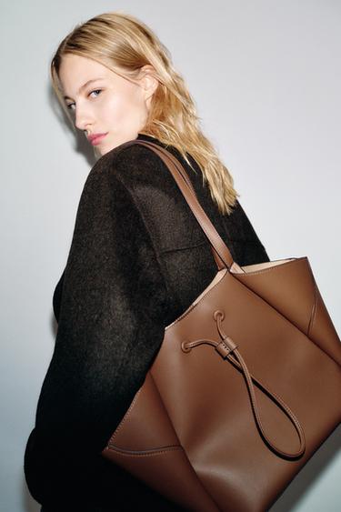 MAXI TOTE BAG WITH DETAIL - Dark tan by Zara - Image 0