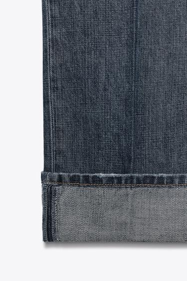 MID-WAIST FOLDED STRAIGHT JEANS - Navy blue by Zara - Image 6