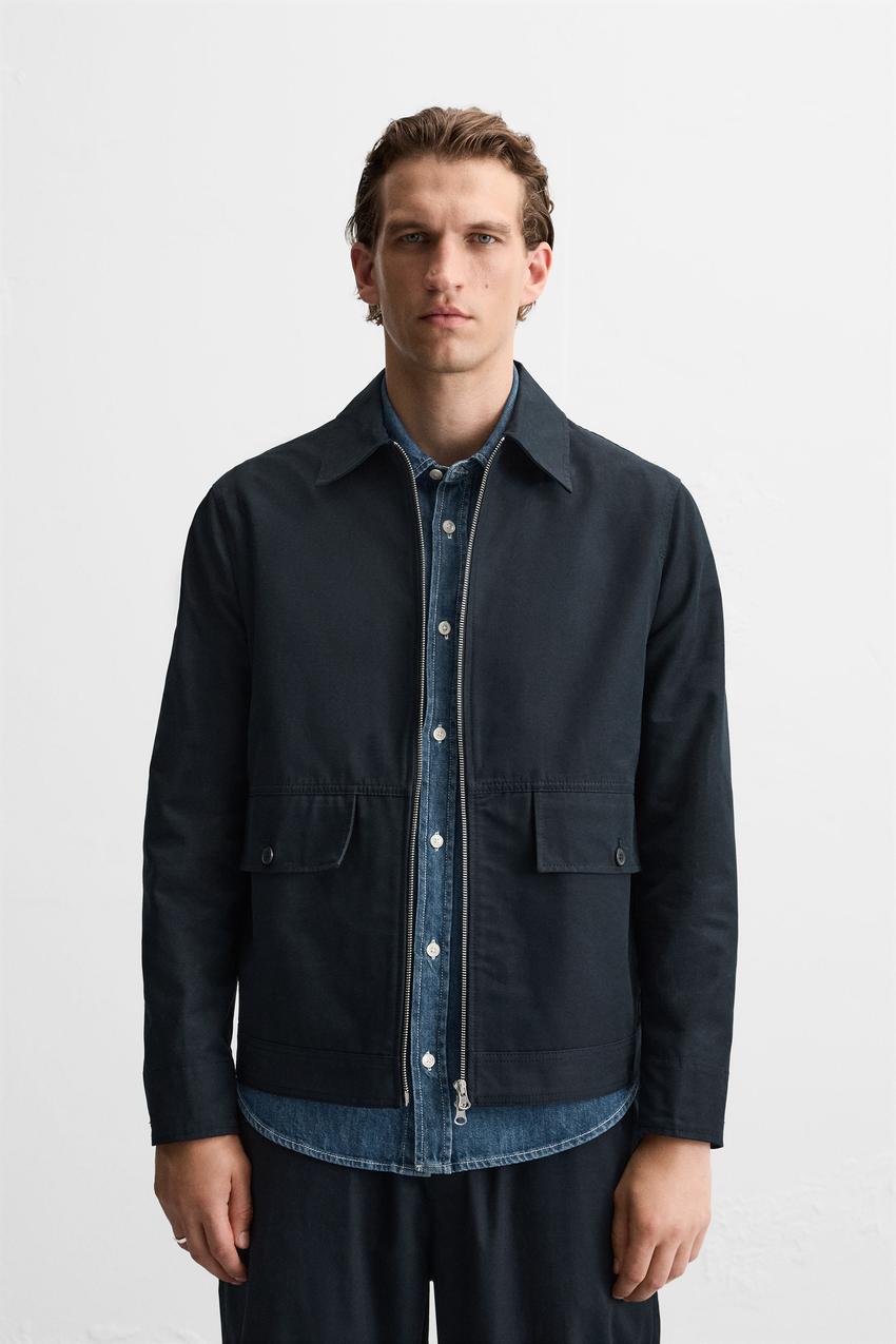 JACKE MIT TASCHEN UND REISSVERSCHLUSS - Marineblau | ZARA 