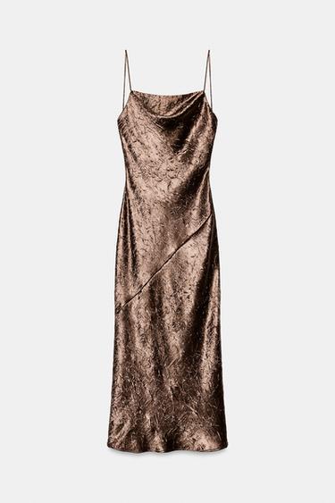 ROBE MI-LONGUE STYLE LINGERIE - Marron de Zara - Image 7