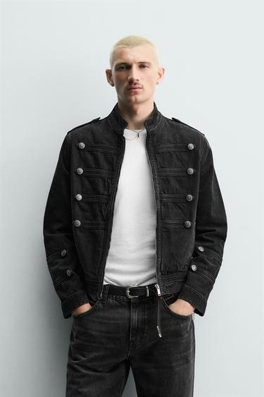 DENIM JACKET WITH FIREMAN CLASPS AND BUTTONS - Charcoal by Zara