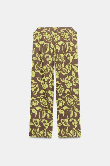 PRINTED TROUSERS WITH VENTS - Brown / Green by Zara - Image 7