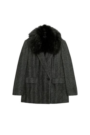 REMOVABLE FAUX FUR LAPEL BLAZER