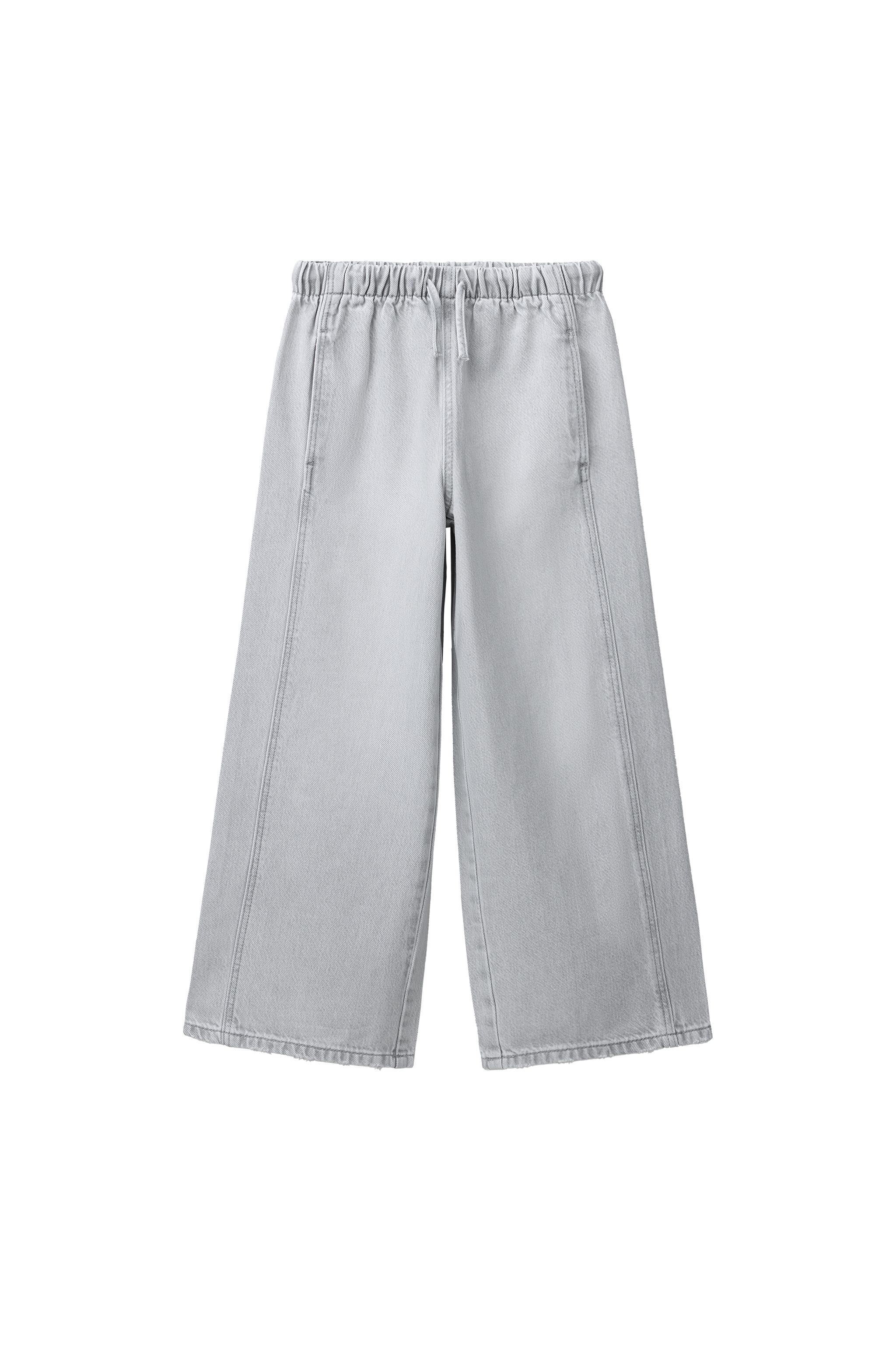 WIDE LEG JEANS WITH DRAWSTRINGS — Gray