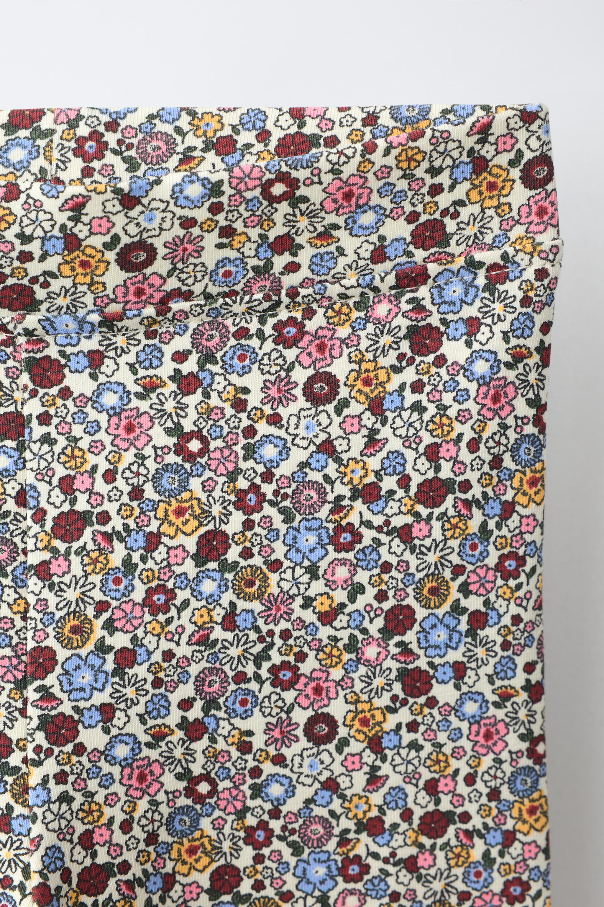 Детские леггинсы Zara FLORAL AND SOLID LEGGINGS TWO-PACK — фото 4