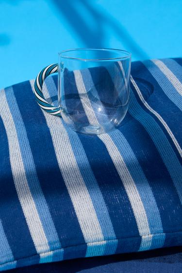 Zara BOROSILICATE GLASS MUG WITH A SPIRAL HANDLE - Blue