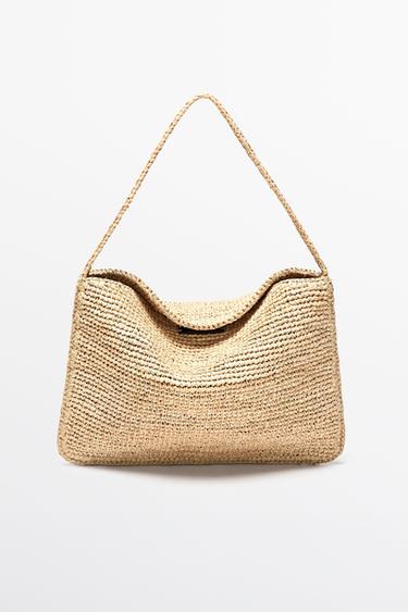 Petit sac épaule en raphia - Beige clair de Zara