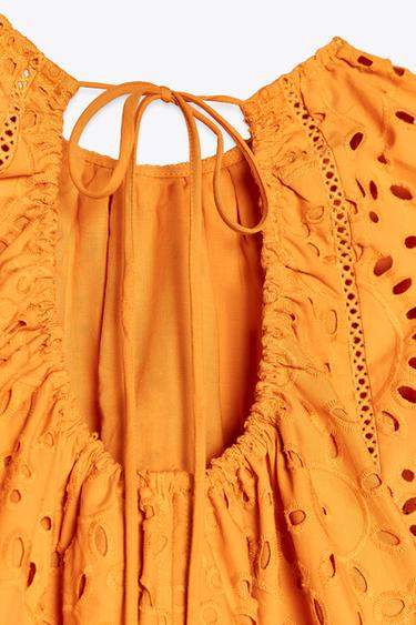 ROBE COURTE BRODÉE ZW COLLECTION - Mandarine de Zara - Image 7