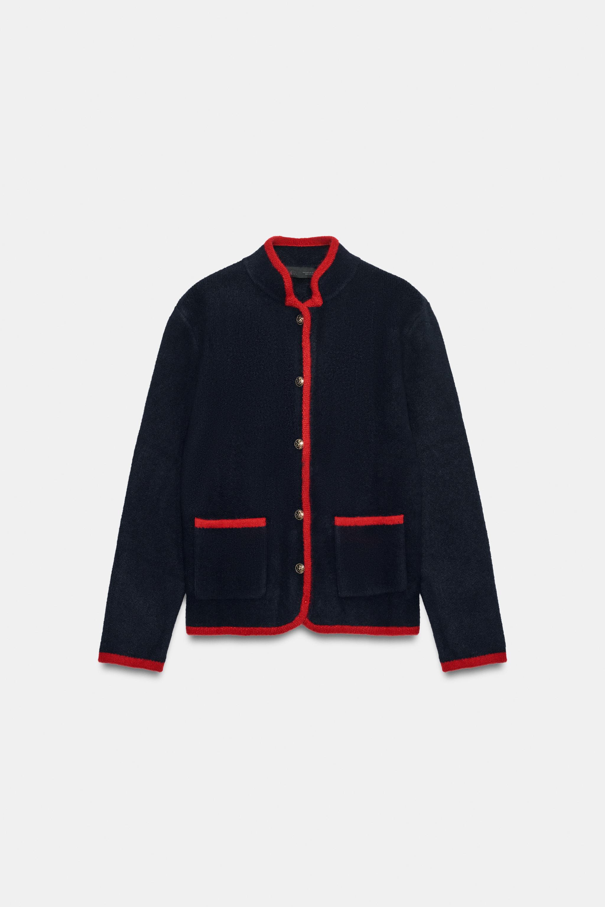 VESTE EN MAILLE LISERÉS CONTRASTE
