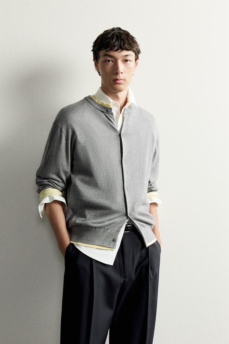 CONTRAST TRIM REGULAR FIT CARDIGAN