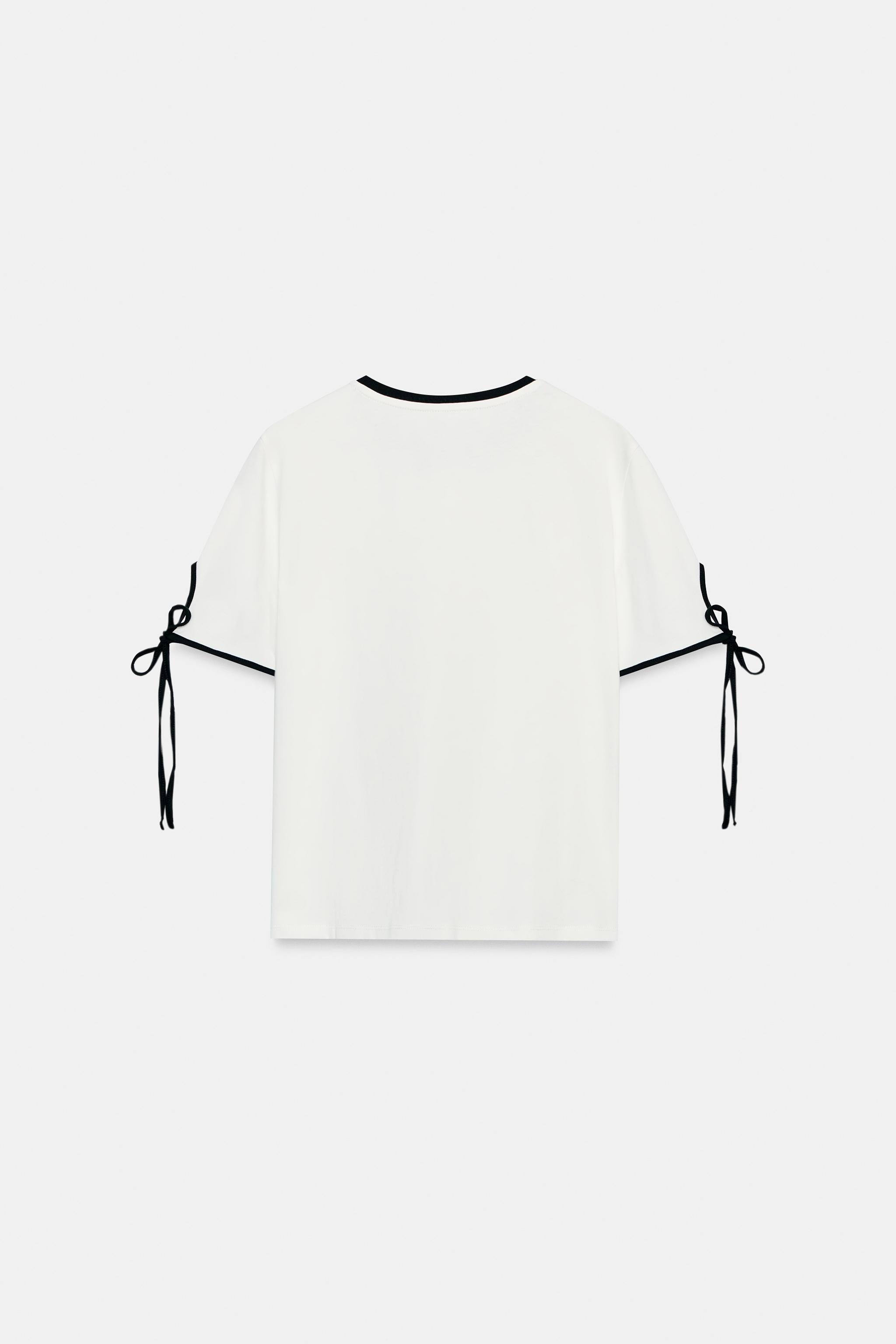 CONTRAST BOW T-SHIRT