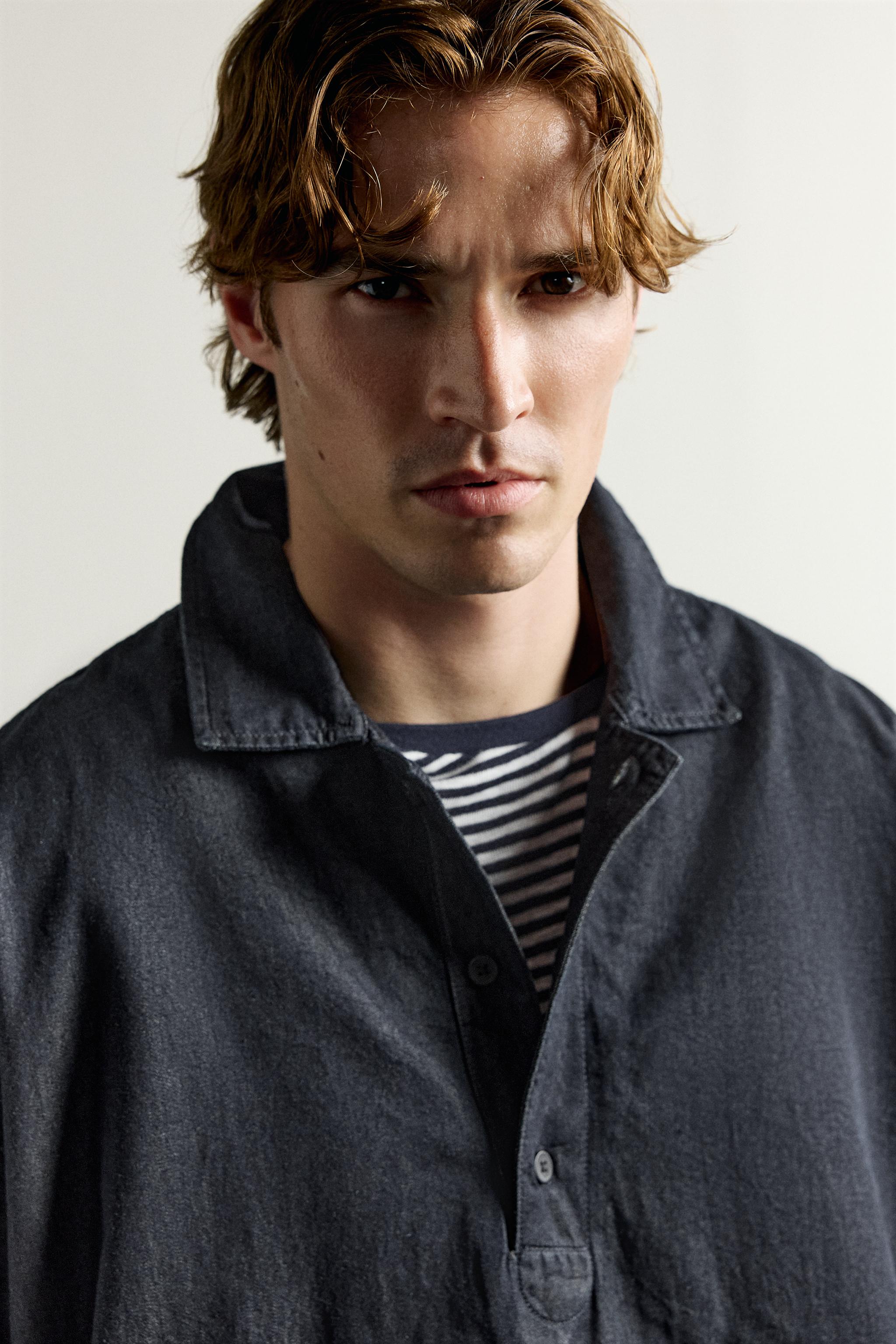 RELAXED FIT DENIM POLO SHIRT