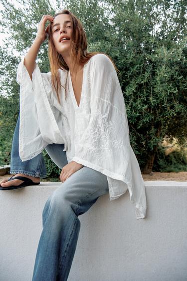 BRUSA CAPA BRODADA ZW COLLECTION - Blanc de Zara