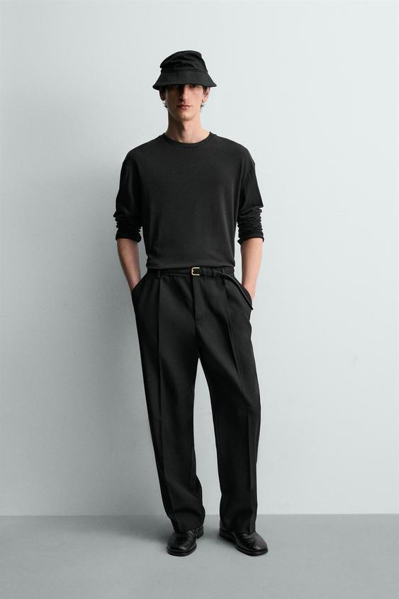 CAMISETA ALGODÓN - LINO - Negro de Zara - Imagen 0