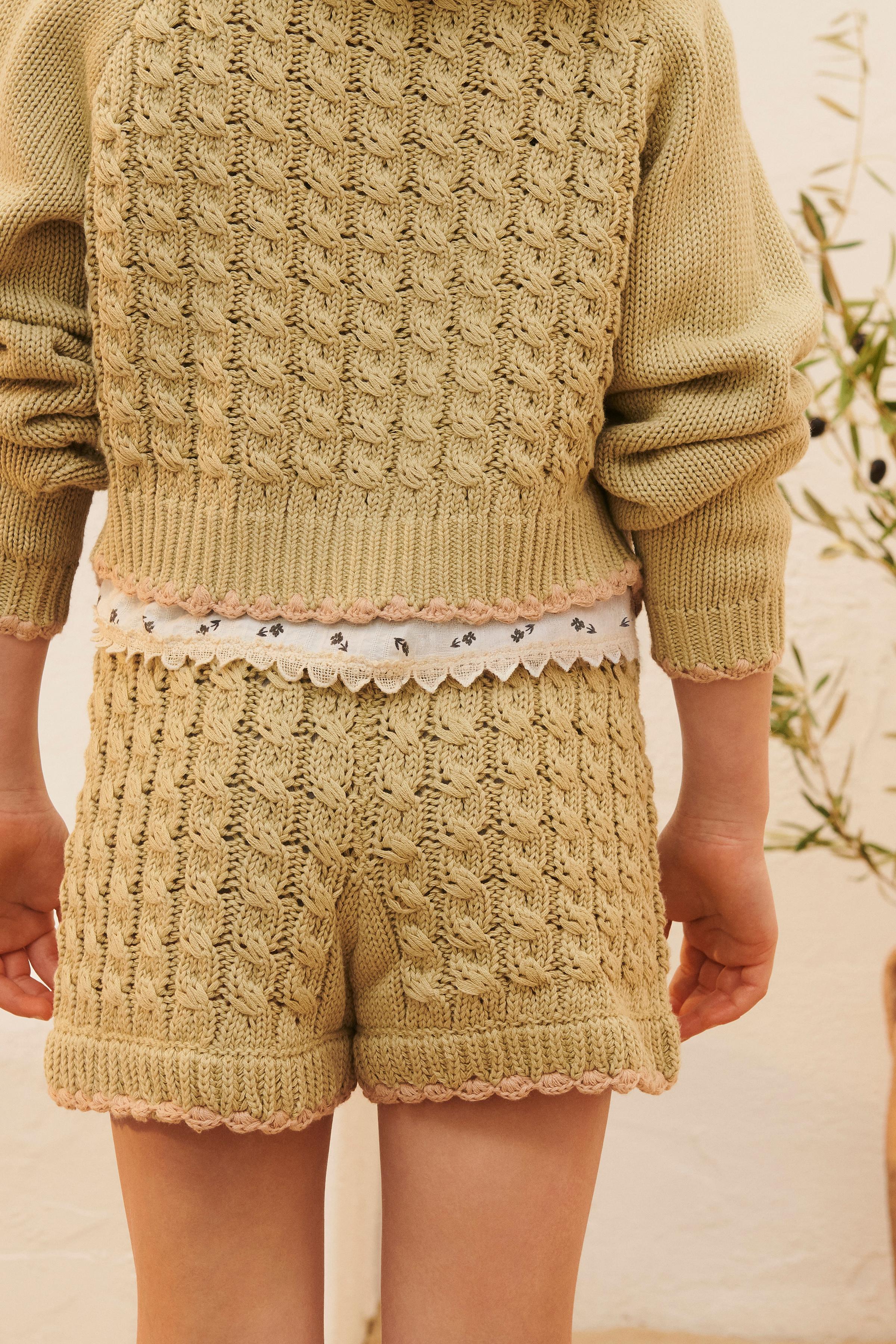 LIMITED EDITION CABLE KNIT SHORTS - Pistachio | ZARA United