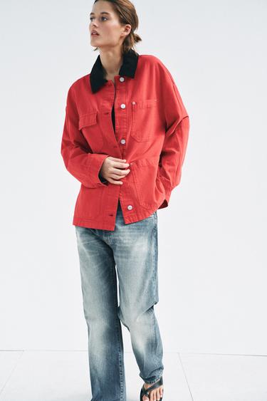 SOBRECAMISA CUELLO CONTRASTE ZW COLLECTION - Rojo de Zara