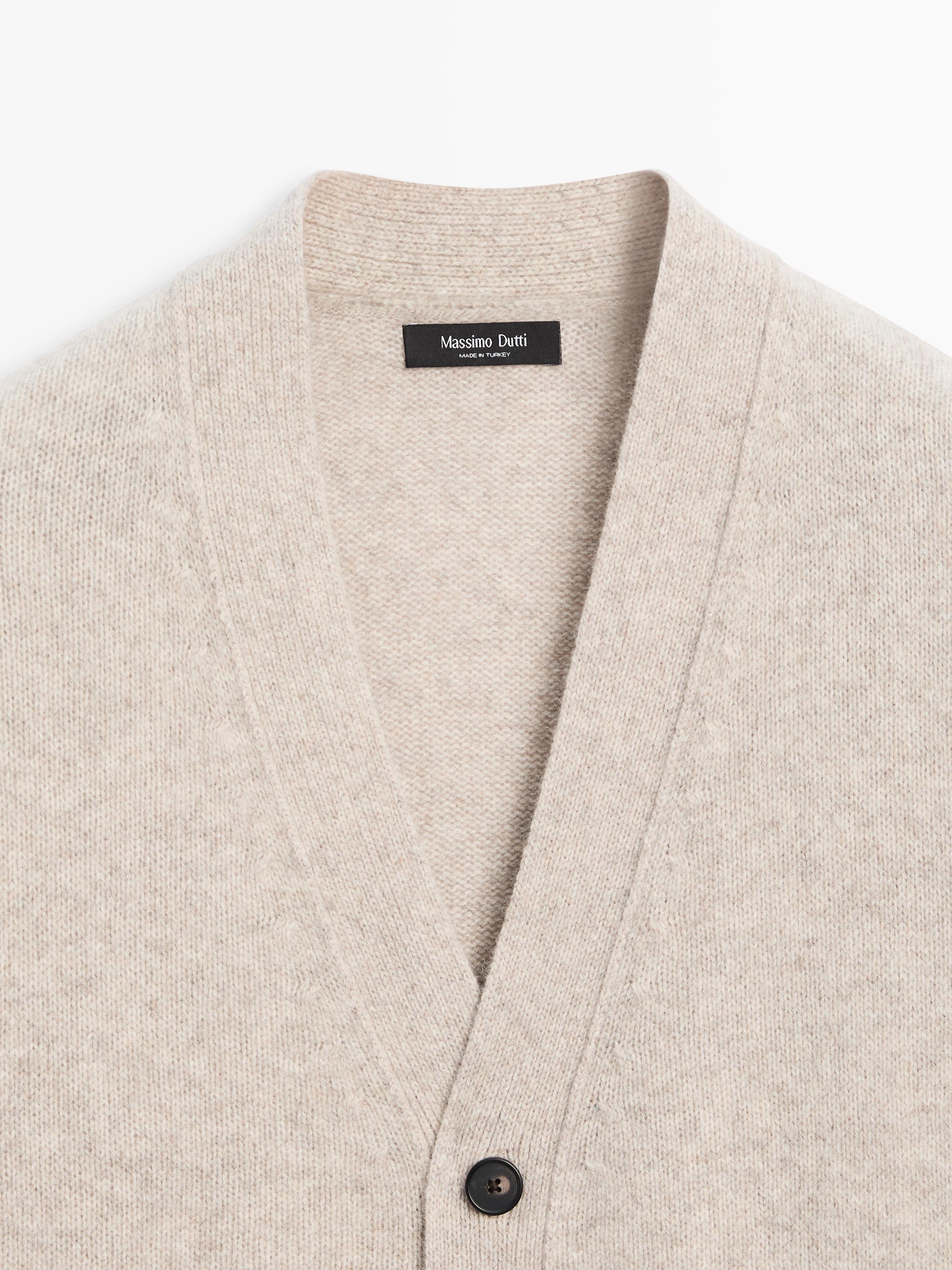 Wool blend V-neck knit cardigan