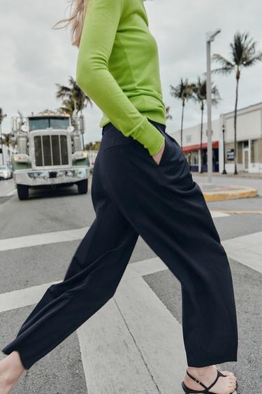 PANTALON TAILLE CROISÉE - Bleu marine de Zara - Image 3