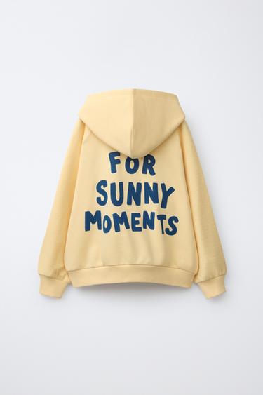 SWEATSHIRT MET CAPUCHON EN PRINT - Geel van Zara