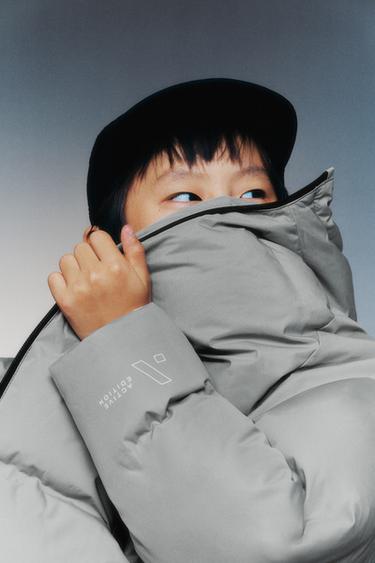 Zara WATER REPELLENT PUFFER COAT WITH ZIPPERS - Light mink
