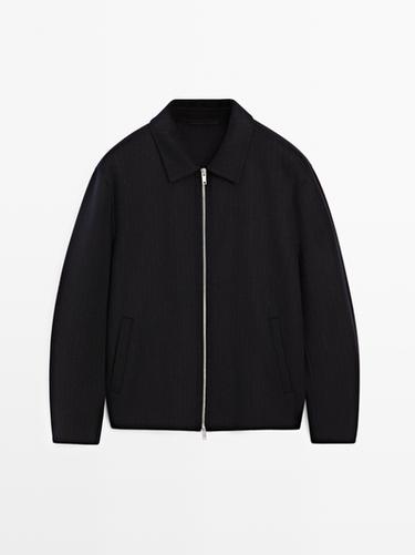 Zara Pinstripe wool blend jacket - Navy blue