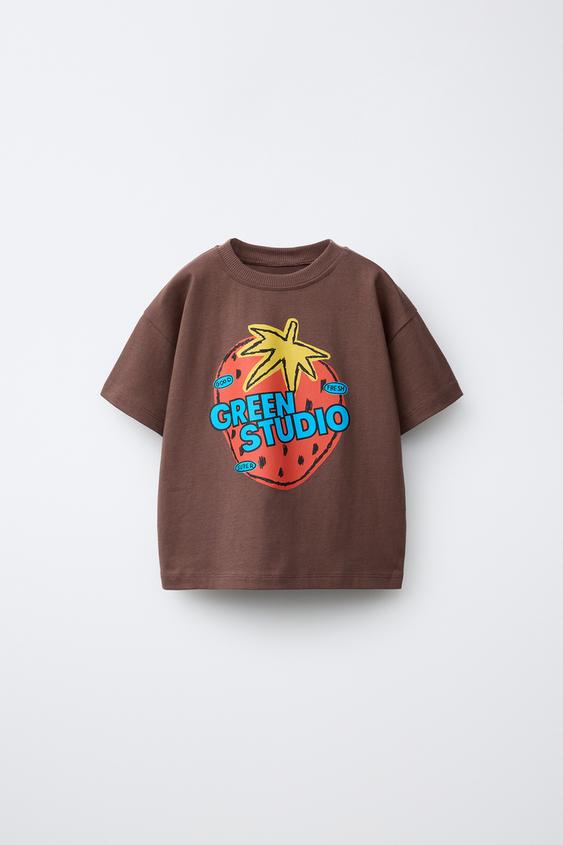 STRAWBERRY PRINT T-SHIRT - Chocolate by Zara - Image 0