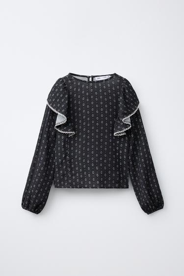 BLUSA VOLANTE FLORES - Estampado de Zara