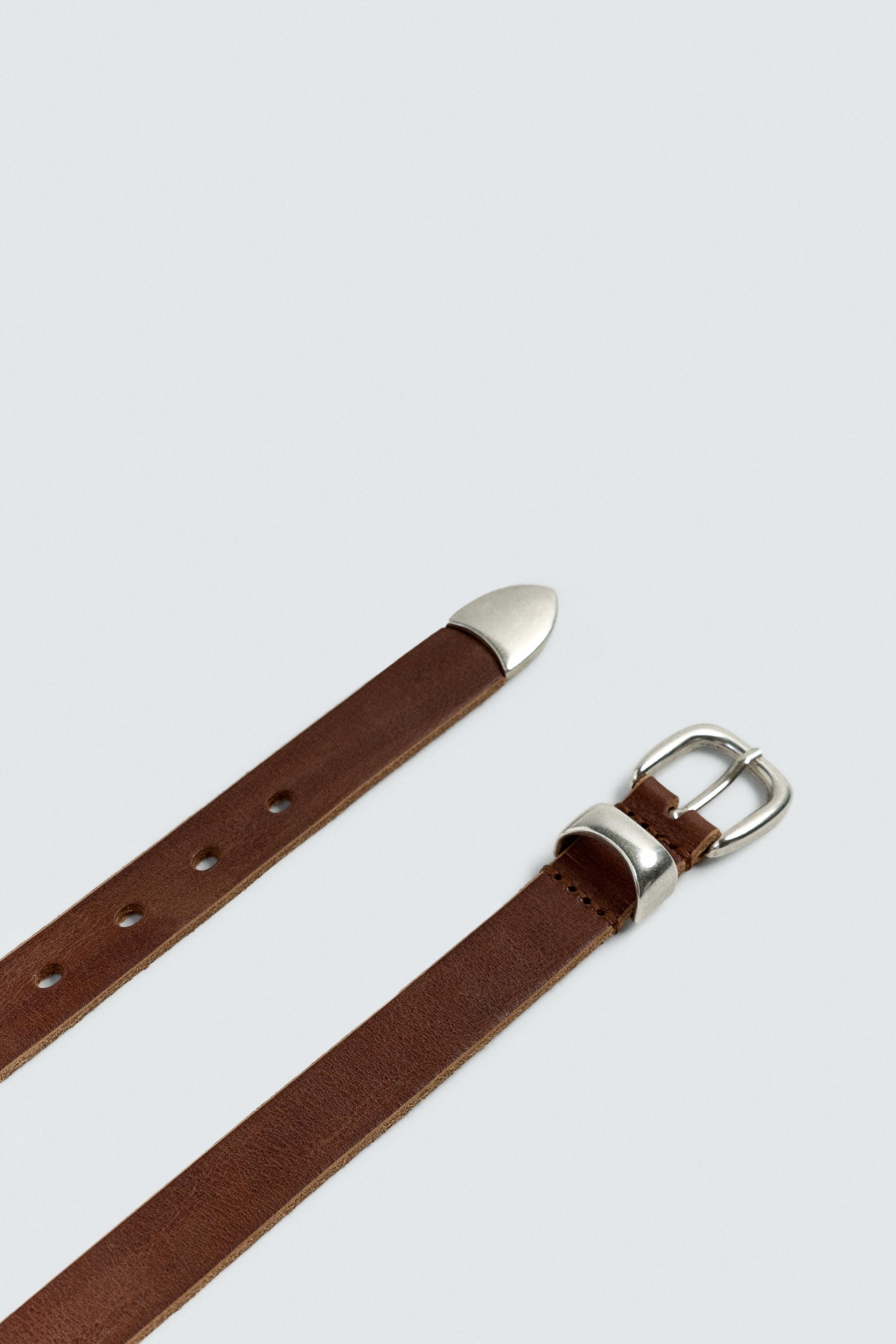 VINTAGE EFFECT LEATHER BELT - Black | ZARA United States