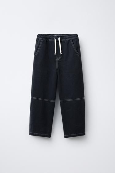 CONTRAST BAGGY TROUSERS - navy by Zara - Image 0