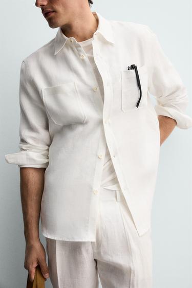 CHEMISE REGULAR FIT 100% LIN - Blanc de Zara - Image 5