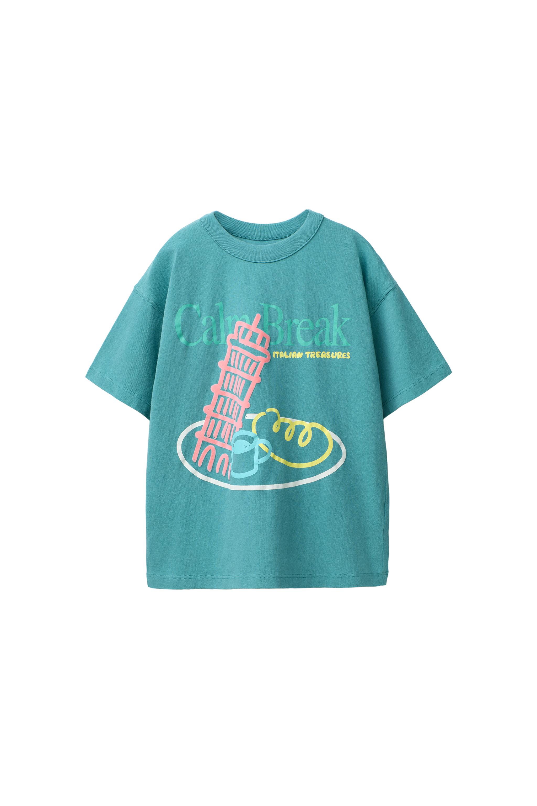 UNITEDTOKYO 2タックビッグTシャツ zaraクラネSHIPSアメリ SURF PRINT T-SHIRT - Ecru | ZARA United States