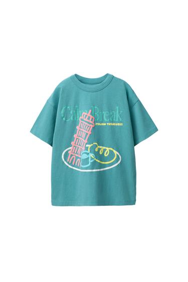 CAMISETA ESTAMPADA - Azul de Zara