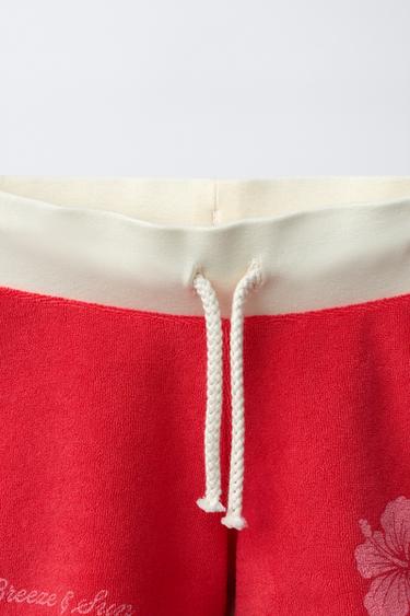 HIBISCUS TERRY BERMUDA SHORTS - Red by Zara - Image 2