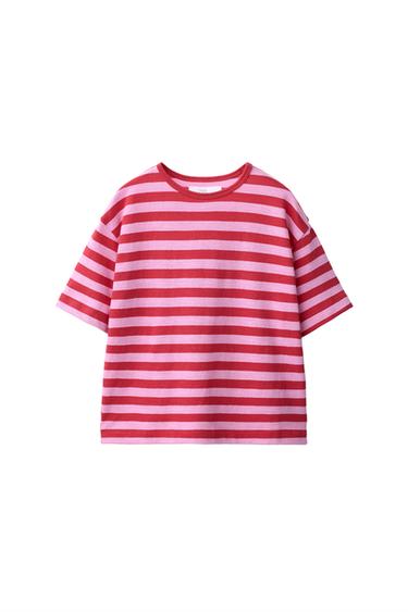 CAMISETA RAYAS LOOSE FIT - Rosa de Zara