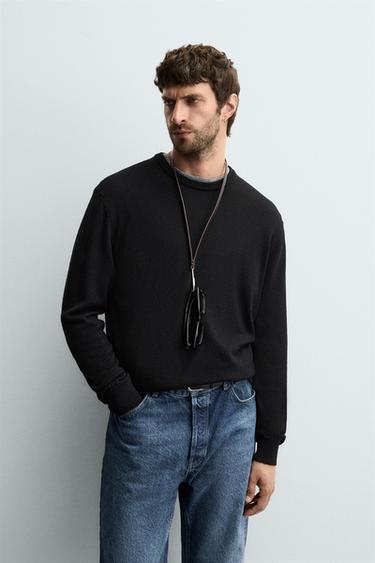 Zara 100% WOOL SWEATER - Black