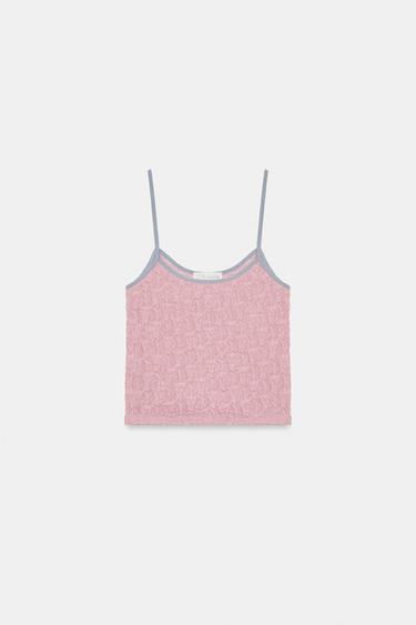 LACE STRAPPY TOP - Pastel pink by Zara - Image 4