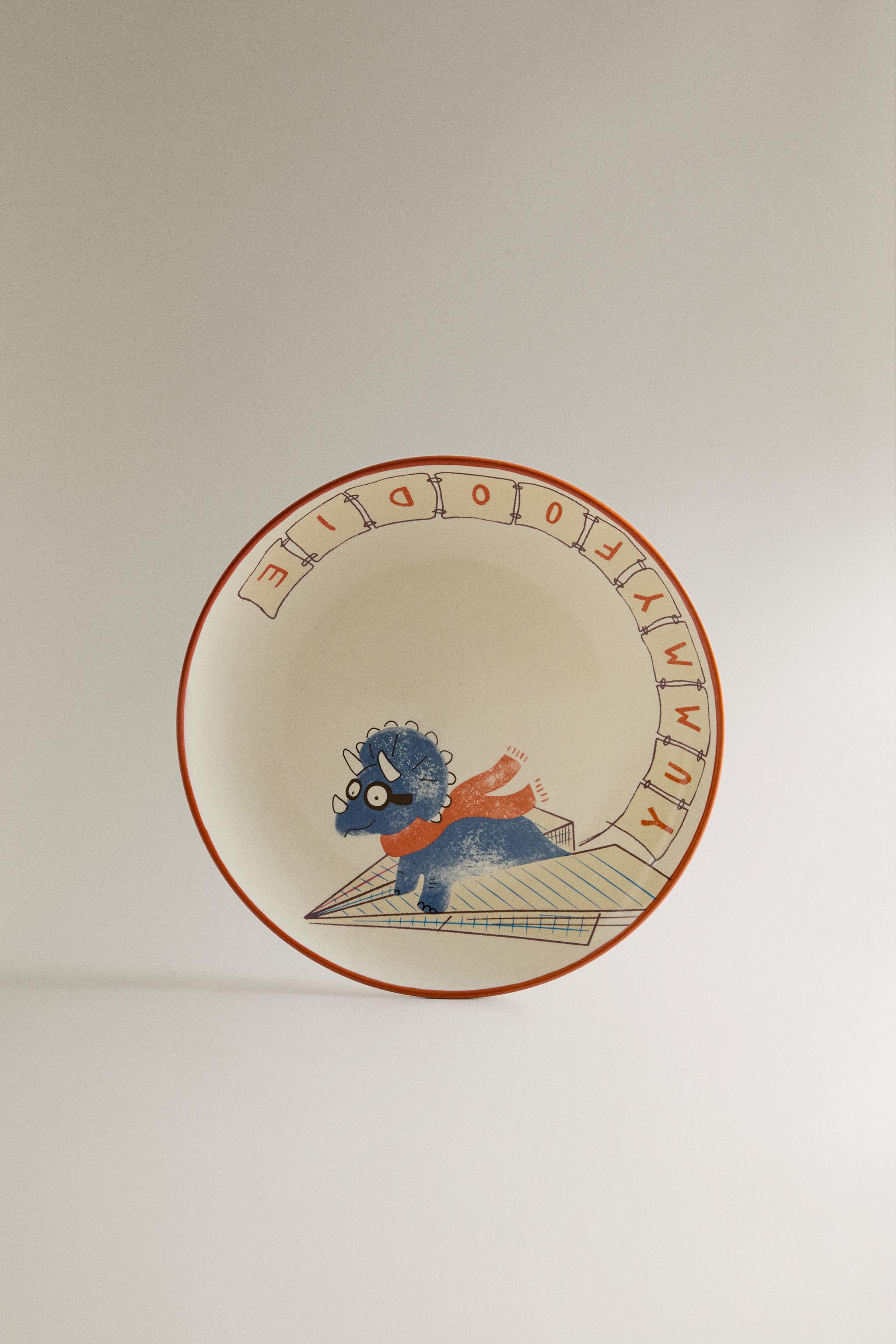 ASSIETTE ENFANT CÉRAMIQUE DINOSAURE