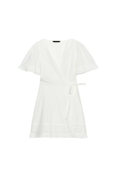 KURZES WICKELKLEID MIT STRUKTUR - Cremefarben von Zara