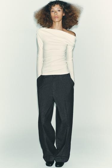 ASYMMETRIC SOFT T-SHIRT - Ecru by Zara - Image 0
