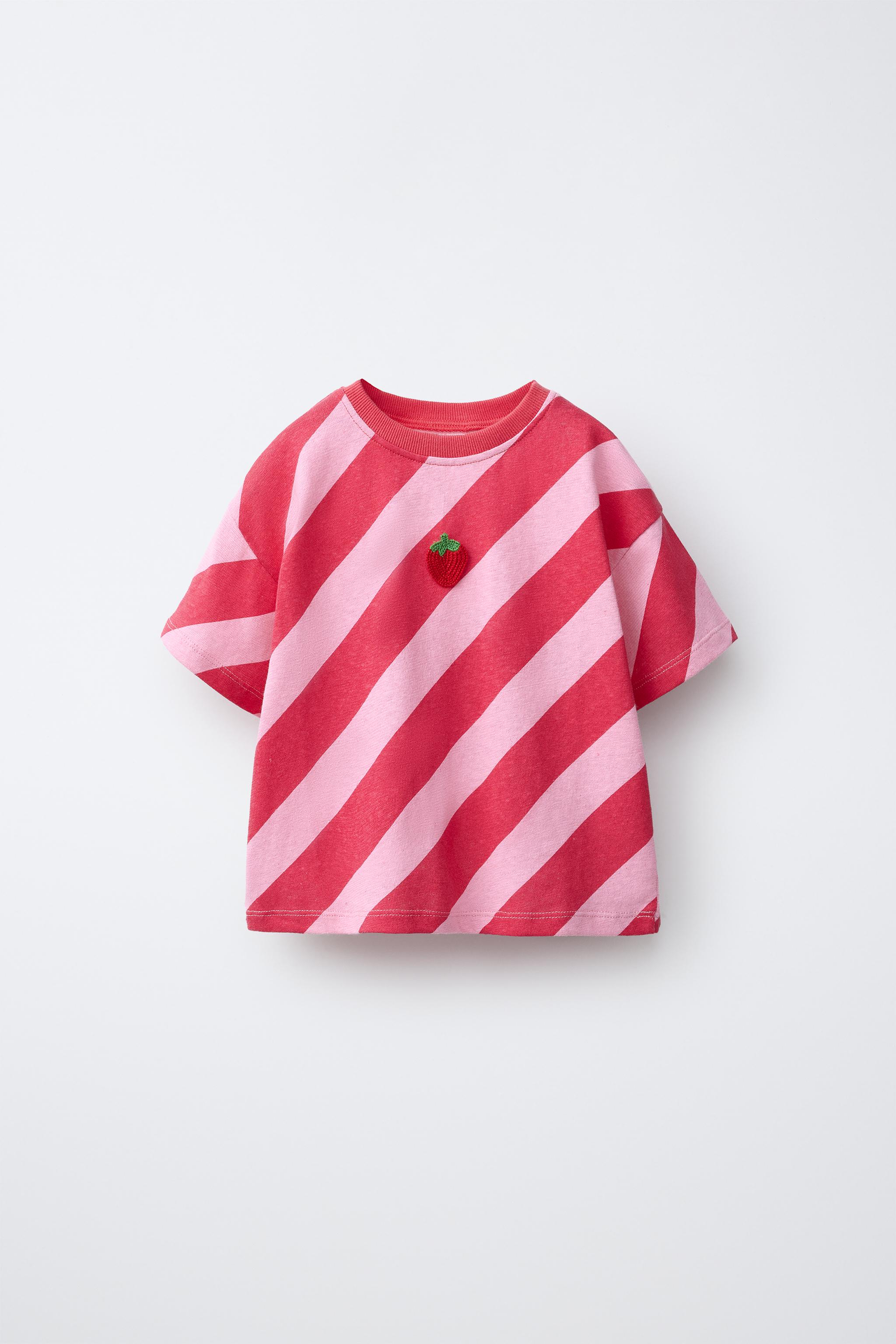 STRIPED T-SHIRT - Red | ZARA Canada