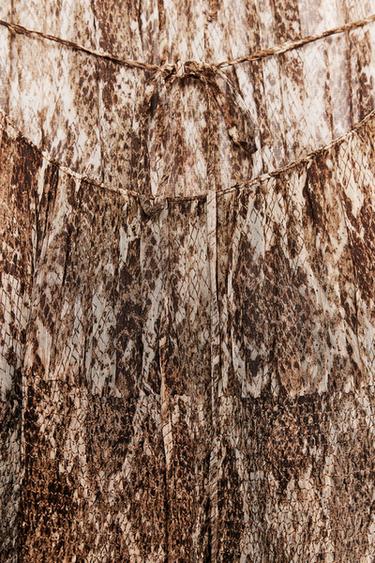 Zara ZW COLLECTION PRINTED HALTER DRESS - Khaki