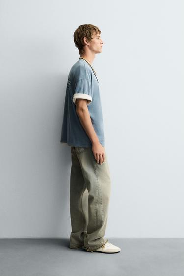 WASHED GRAPHIC T-SHIRT - Faded blue by Zara - Image 3