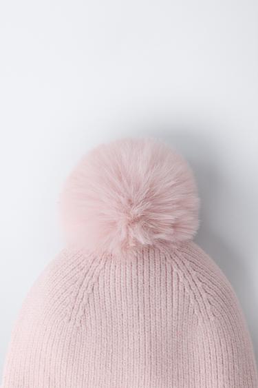 KNITTED POMPOM HAT - Pink by Zara - Image 2