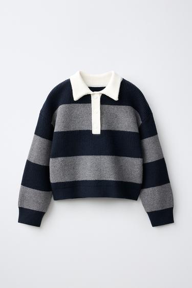 STRICKPOLO MIT STREIFEN - Gestreift von Zara - Bild 0